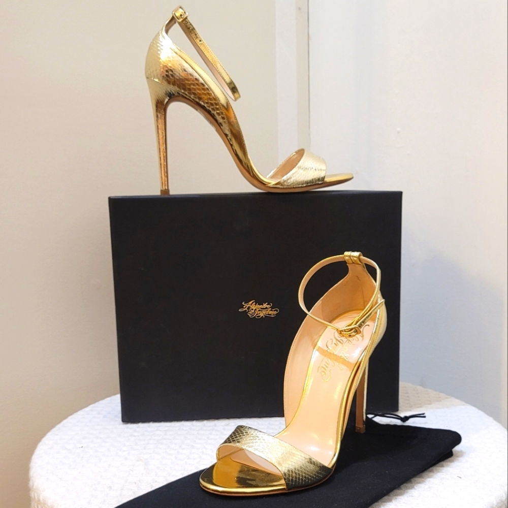Alejandro and ingelmo gold strap high heel shoes